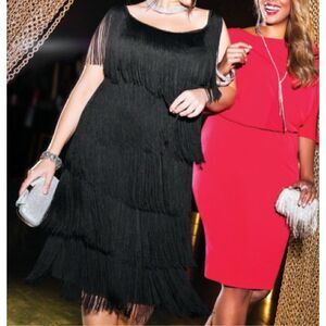Ashley Stewart NWT size 18 black flapper fringe dress / Halloween costume
